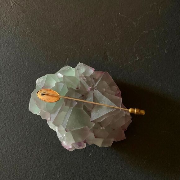 Gorgeous Peri stick Oval MOP pin set in Gold plate, Vintage - Picture 3 of 4